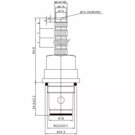 3/8 Three Eight Inch Brass Two Handle Faucet HAH Type Chrome Plated 9.4 X 16E Teeth 196 Broach Type W22 X 20 90 Degree Clockwise Turn Close Ceramic Cartridge - 3/8 Three Eight Inch Brass Two Handle Faucet HAH Type Chrome Plated 9.4 X 16E Teeth 196 Broach Type W22 X 20 90 Degree Clockwise Turn Close Ceramic Cartridge