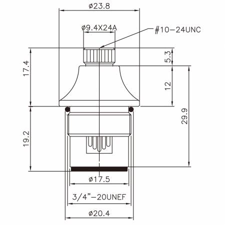 3/8 Three Eight Inch Brass Two Handle Faucet HCD Type Chrome Plated 9.4 X 24A Teeth 327 Broach Type 3/4"-20UNEF 90 Degree Clockwise Turn Close Ceramic Cartridge - 3/8 Three Eight Inch Brass Two Handle Faucet HCD Type Chrome Plated 9.4 X 24A Teeth 327 Broach Type 3/4"-20UNEF 90 Degree Clockwise Turn Close Ceramic Cartridge