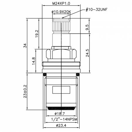 صنبور نصف بوصة من النحاس ذو مقبضين من نوع HCJ ومصنوع من النحاس المقاوم للرصاص بقياس 10.9 × 20K أسنان 339 نوع البروش 1/2 بوصة - 14 NPSM تدور بزاوية 90 درجة في اتجاه عقارب الساعة وتغلق بواسطة الكربيد السيراميكي - صنبور نصف بوصة من النحاس ذو مقبضين من نوع HCJ ومصنوع من النحاس المقاوم للرصاص بقياس 10.9 × 20K أسنان 339 نوع البروش 1/2 بوصة - 14 NPSM تدور بزاوية 90 درجة في اتجاه عقارب الساعة وتغلق بواسطة الكربيد السيراميكي