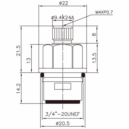 3/8 Three Eight Inch Brass Two Handle Faucet HCW Type Chrome Plated 9.4 X 24A Teeth 369 Broach Type 3/4"-20UNEF 90 Degree Clockwise Turn Close Ceramic Cartridge - 3/8 Three Eight Inch Brass Two Handle Faucet HCW Type Chrome Plated 9.4 X 24A Teeth 369 Broach Type 3/4"-20UNEF 90 Degree Clockwise Turn Close Ceramic Cartridge