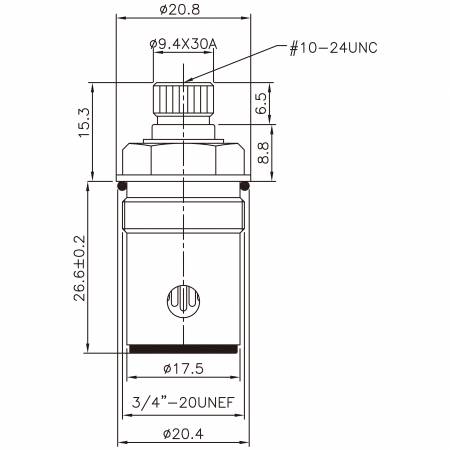 3/8 Three Eight Inch Brass Two Handle Faucet HCE Type 9.4 X 30A Teeth 314 Broach Type 3/4"-20UNEF 90 Degree Clockwise Turn Close Ceramic Cartridge - 3/8 Three Eight Inch Brass Two Handle Faucet HCE Type 9.4 X 30A Teeth 314 Broach Type 3/4"-20UNEF 90 Degree Clockwise Turn Close Ceramic Cartridge