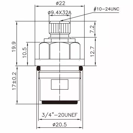 صنبور نحاسي بمقاس 3/8 بوصة بمقبضين من النوع HDL بأسنان بقطر 9.4 × 32A ونوع البروش 391 ومقاس 3/4"-20UNEF ودوران بزاوية 90 درجة في اتجاه عقارب الساعة للإغلاق بواسطة الكرتوش السيراميكي - صنبور نحاسي بمقاس 3/8 بوصة بمقبضين من النوع HDL بأسنان بقطر 9.4 × 32A ونوع البروش 391 ومقاس 3/4"-20UNEF ودوران بزاوية 90 درجة في اتجاه عقارب الساعة للإغلاق بواسطة الكرتوش السيراميكي