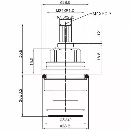 صنبور نحاسي ذو مقبضين بقطر 3/4 بوصة نوع HDT 7.6 X 20C أسنان 402 نوع بروش G3/4" إغلاق بزاوية 90 درجة في اتجاه عقارب الساعة مع خرطوشة سيراميك - صنبور نحاسي ذو مقبضين بقطر 3/4 بوصة نوع HDT 7.6 X 20C أسنان 402 نوع بروش G3/4" إغلاق بزاوية 90 درجة في اتجاه عقارب الساعة مع خرطوشة سيراميك