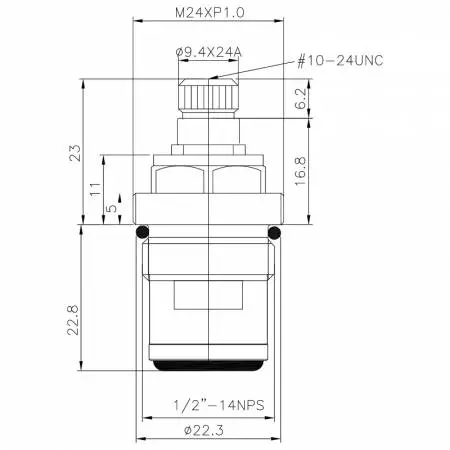 صمام حنفية نصف بوصة من النحاس ذو المقبضين HFB النوع 9.4 X 24A أسنان 463 نوع البروش 1/2"-14NPS 90 درجة للإغلاق باتجاه عقارب الساعة السيراميك كرتوش - صمام حنفية نصف بوصة من النحاس ذو المقبضين HFB النوع 9.4 X 24A أسنان 463 نوع البروش 1/2"-14NPS 90 درجة للإغلاق باتجاه عقارب الساعة السيراميك كرتوش