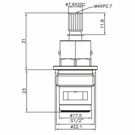 صنبور نحاسي ذو مقبضين بقطر 1/2 بوصة نوع HFE بأسنان 7.6 × 20C نوع البروش 471 G1/2 بوصة 90 درجة للإغلاق بتقنية السيراميك - صنبور نحاسي ذو مقبضين بقطر 1/2 بوصة نوع HFE بأسنان 7.6 × 20C نوع البروش 471 G1/2 بوصة 90 درجة للإغلاق بتقنية السيراميك