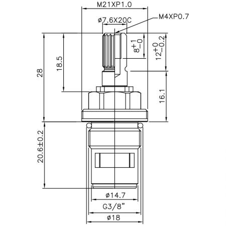 3/8 Three Eight Inch Brass Two Handle Faucet HGR Type 7.6 X 20C Teeth 541 Broach Type G3/8" 90 Degree Clockwise Turn Close Ceramic Cartridge - 3/8 Three Eight Inch Brass Two Handle Faucet HGR Type 7.6 X 20C Teeth 541 Broach Type G3/8" 90 Degree Clockwise Turn Close Ceramic Cartridge