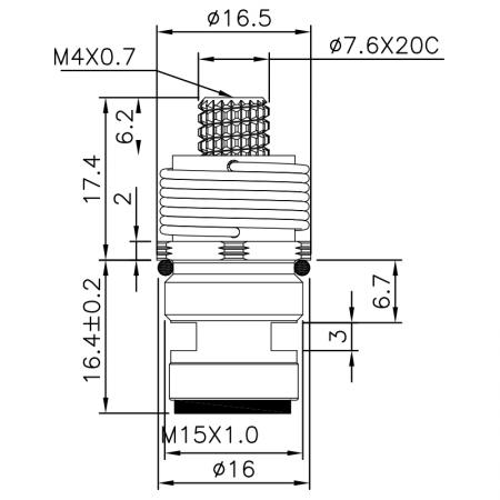 1/4 Quarter Inch Brass Two Handle Faucet HID Type 7.6 X 20C Teeth 612 Broach Type M15XP1.0 90 Degree Clockwise Turn Close Ceramic Cartridge - 1/4 Quarter Inch Brass Two Handle Faucet HID Type 7.6 X 20C Teeth 612 Broach Type M15XP1.0 90 Degree Clockwise Turn Close Ceramic Cartridge