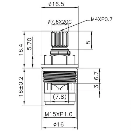 1/4 Quarter Inch Brass Two Handle Faucet HIE Type Nickel Plated 7.6 X 20C Teeth 567 Broach Type M15XP1.0 90 Degree Clockwise Turn Close Ceramic Cartridge - 1/4 Quarter Inch Brass Two Handle Faucet HIE Type Nickel Plated 7.6 X 20C Teeth 567 Broach Type M15XP1.0 90 Degree Clockwise Turn Close Ceramic Cartridge