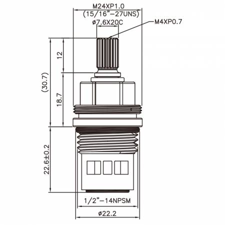 صنبور نحاسي بيدين بحجم 1/2 بوصة نوع HJN 7.6 X 20C أسنان 752 نوع بروش 1/2"-14NPSM إغلاق بزاوية 90 درجة بلف خزفي - صنبور نحاسي بيدين بحجم 1/2 بوصة نوع HJN 7.6 X 20C أسنان 752 نوع بروش 1/2"-14NPSM إغلاق بزاوية 90 درجة بلف خزفي