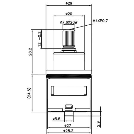 خرطوشة نحاسية 27 مم تقدمية 20 سن 28.2 مم دوران 180 درجة في اتجاه عقارب الساعة (RTC) - خرطوشة نحاسية 27 مم تقدمية 20 سن 28.2 مم دوران 180 درجة في اتجاه عقارب الساعة