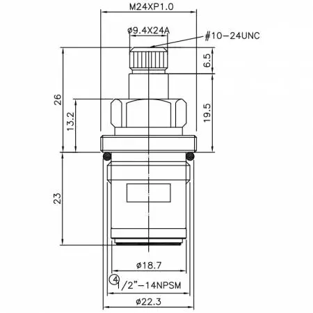 صنبور نصف بوصة من النحاس بمقبضين من النوع HM بأسنان 9.4 × 24A ونوع البروش 105 ونوع الثقب 1/2"-14NPSM والتشغيل بزاوية 90 درجة باتجاه عقارب الساعة والإغلاق بواسطة الكرتوش السيراميك - صنبور نصف بوصة من النحاس بمقبضين من النوع HM بأسنان 9.4 × 24A ونوع البروش 105 ونوع الثقب 1/2"-14NPSM والتشغيل بزاوية 90 درجة باتجاه عقارب الساعة والإغلاق بواسطة الكرتوش السيراميك