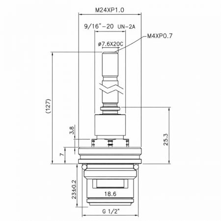 1/2 Half Inch Brass Two Handle Faucet HPP Type 7.6 X 20C Teeth 941 Broach Type G 1/2" 90 Degree Clockwise Turn Close Ceramic Cartridge - 1/2 Half Inch Brass Two Handle Faucet HPP Type 7.6 X 20C Teeth 941 Broach Type G 1/2" 90 Degree Clockwise Turn Close Ceramic Cartridge
