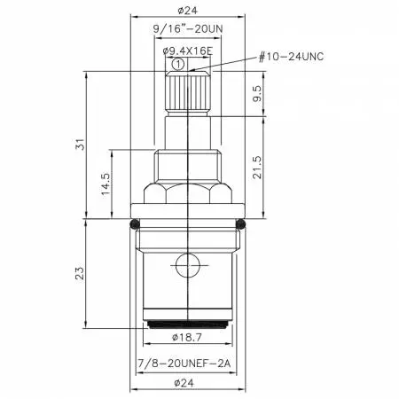 صنبور نحاسي مزدوج المقبض بقطر نصف بوصة HR نوع 9.4 × 16E أسنان 106 نوع برش 7/8-20UNEF-2A إغلاق بزاوية 90 درجة في اتجاه عقارب الساعة بخرطوشة سيراميك - صنبور نحاسي مزدوج المقبض بقطر نصف بوصة HR نوع 9.4 × 16E أسنان 106 نوع برش 7/8-20UNEF-2A إغلاق بزاوية 90 درجة في اتجاه عقارب الساعة بخرطوشة سيراميك