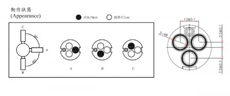 31mm 3 Port 3 Function Plastic Standard Base 90 Degree Turn Diverter Cartridge