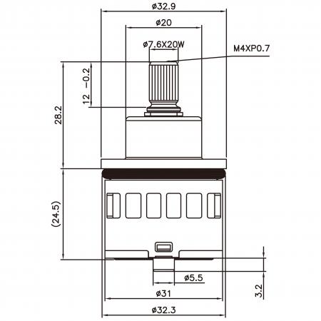 Cartouche de dérivation standard en plastique à 3 ports et 3 fonctions de 31mm, rotation à 90 degrés - Cartouche de dérivation standard en plastique à 3 ports et 3 fonctions de 31mm, rotation à 90 degrés
