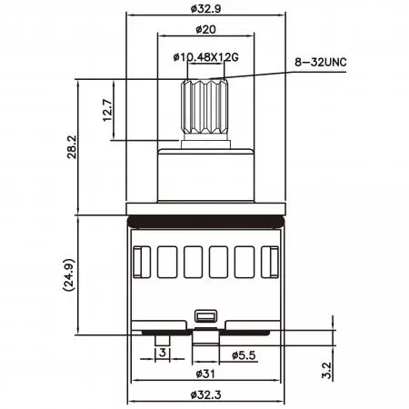 خرطوشة تحويل بلاستيكية قياسية بقاعدة 31 مم 3 منافذ 6 وظائف تدور 360 درجة بدون إيقاف - خرطوشة تحويل بلاستيكية قياسية بقاعدة 31 مم 3 منافذ 6 وظائف تدور 360 درجة بدون وظيفة إيقاف