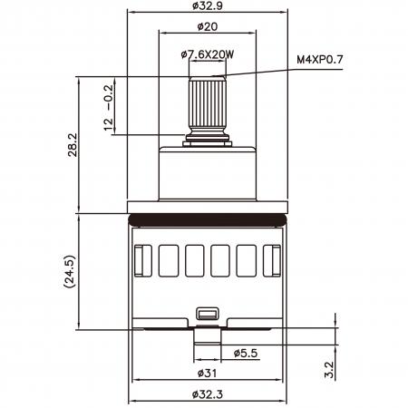 Cartouche de dérivation à 3 ports et 3 fonctions en plastique de base standard de 31 mm avec rotation de 120 degrés - Cartouche de dérivation à 3 ports et 3 fonctions en plastique de base standard de 31 mm avec rotation de 120 degrés