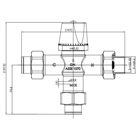 Válvula Misturadora Termostática G3/4" - Válvula Misturadora Termostática G3/4"