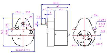 Değişim ekipmanı, otomatik satış makinesi için 12V DC motor üzerinde 50mm düz dişli kutusu.