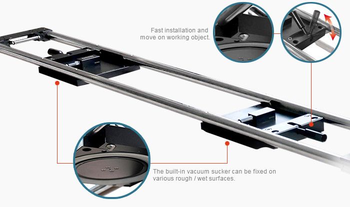 Wbudowany odkurzacz można zamontować na różnych szorstkich/wilgotnych powierzchniach