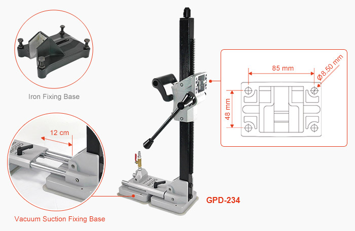 GPD-234 - वैक्यूम सक्शन फिक्सिंग बेस के साथ ड्रिल स्टैंड