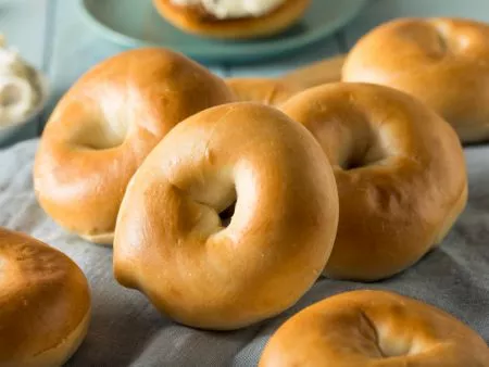Bagel made with highly efficient automated machinery