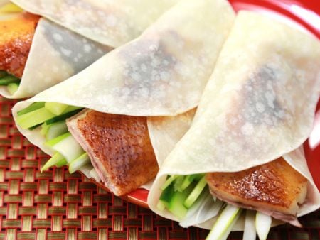 Peking duck wrappers made with highly efficient automated machinery