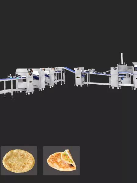 Línea de Producción Automática de Paratha en Capas y Rellenos - ANKO Línea de Producción Automática de Paratha en Capas y Rellenos