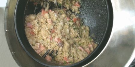 Le tonneau de cuisson sphérique tourne et fait sauter le riz, les nouilles et les vermicelles