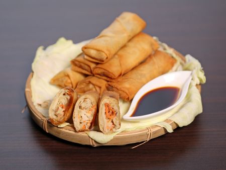 The Lumpias are densely filled and perfectly wrapped and sealed