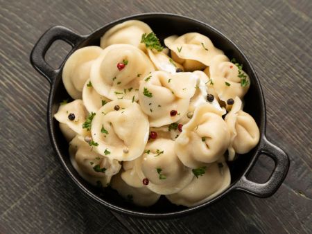 Tortellini made with circle molds