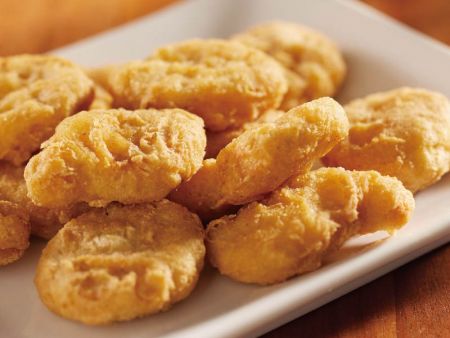 Nuggets are coated evenly with batter