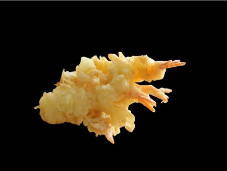 Langostinos tempura ligeramente empanizados y fritos
