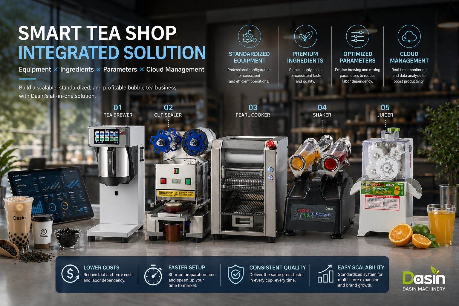 Automatic Tea Brewer, Commercial Tea Beverage Equipment, Beverage Shop Equipment Integration, Smart Food Machinery, Bubble Tea Shop Startup Solution, Beverage Franchise System, Smart Store Opening System, One-Stop Store Opening Service, Tea Beverage Automation, Foodservice SOP Standardization, Automatic Tea Cooking Equipment, Chain Tea Shop Standardized Workflow, Bubble Tea Multi-Store Management System, Reduce Beverage Shop Labor Costs, Shorten Store Opening Preparation Time, Reduce Foodservice Trial-and-Error Costs, Tea Brewer Parameter Setup Training, Cloud Equipment Monitoring Management, 2026 Bubble Tea Startup Trends, Chain Bubble Tea Equipment Recommendation
