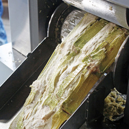 Seis rodillos de acero inoxidable. Tres veces de exprimido para mejorar el rendimiento del jugo.