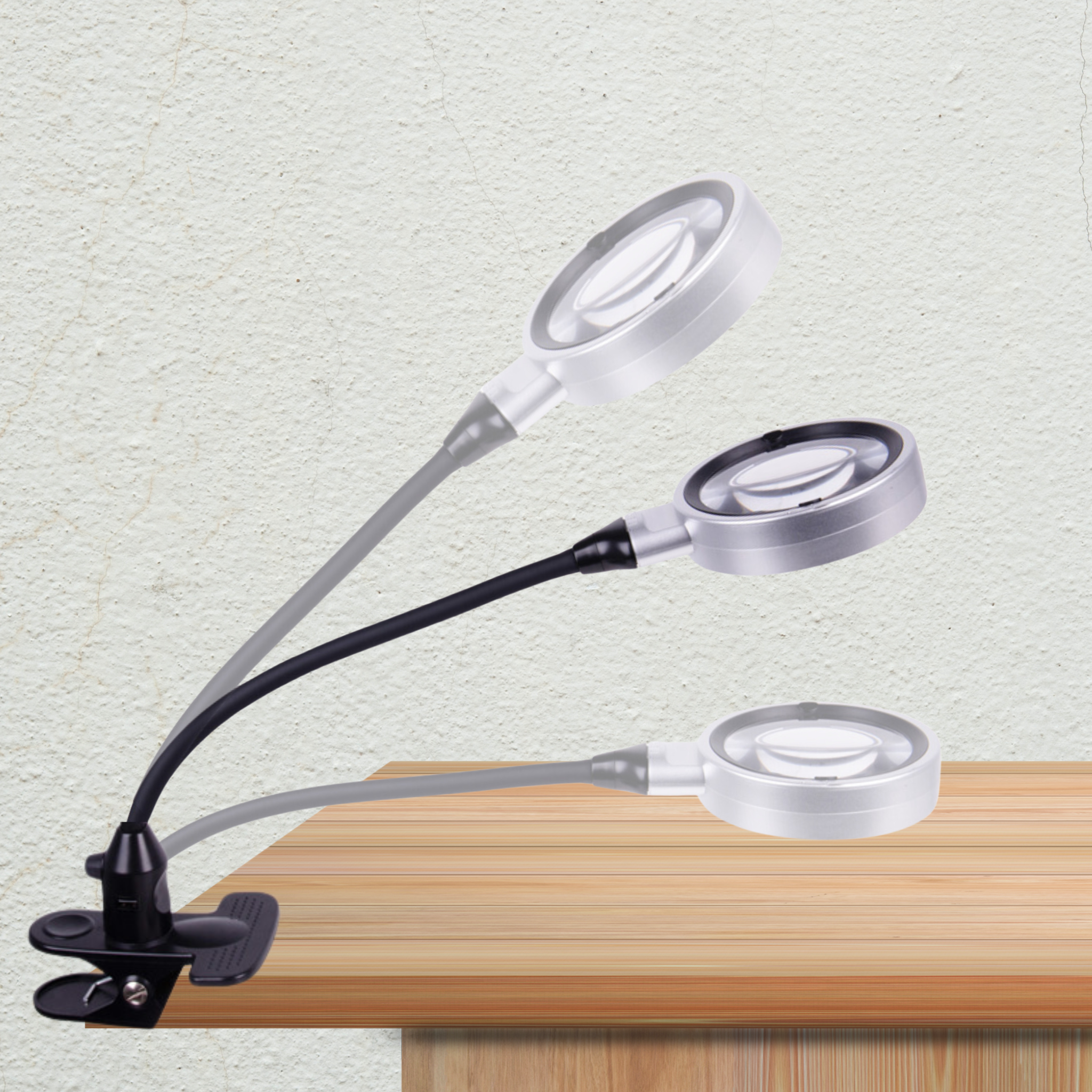 Mp Led Magnifier 10X High Magnification Flexible Gooseneck Table Clip LED Light ...