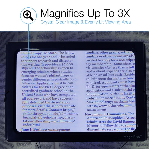 3X Foldable Hand Free Full Page LED Lighted Magnifying Sheet ...