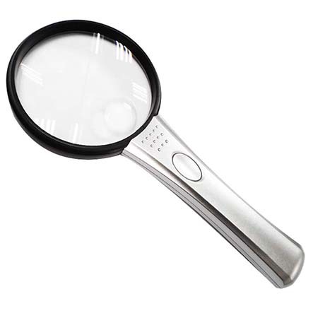 3 2X Round Illuminated Hand Held Magnifier 4X Bifocal, industrial magnifying  glass supplier