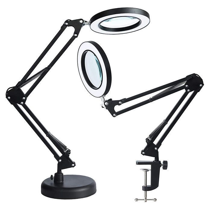 2-in-1 2.5x/10D LED Clamp Desktop Lamp Magnifier