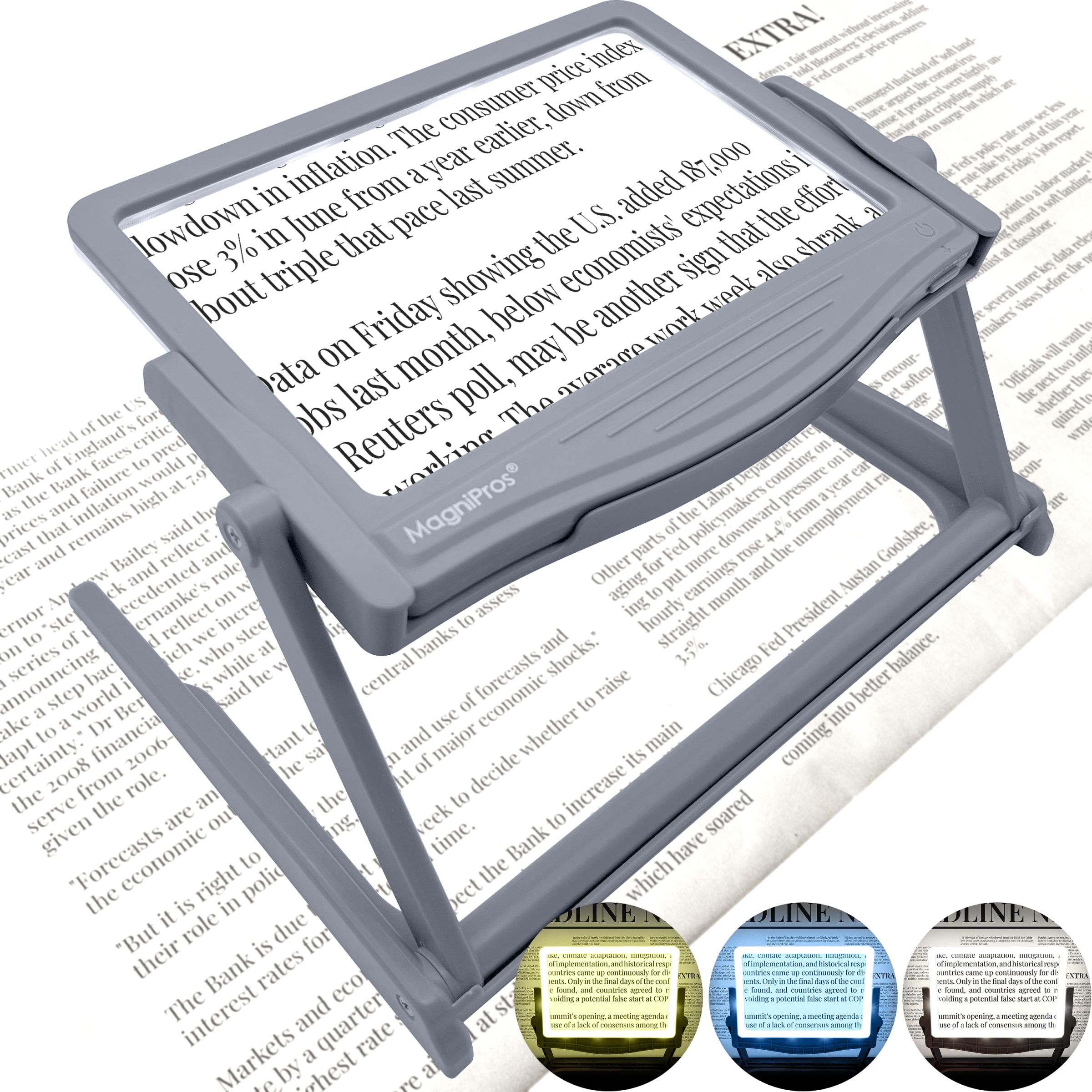 5X LED Full Page Magnifying Glass with Detachable Stand, industrial magnifying  glass supplier