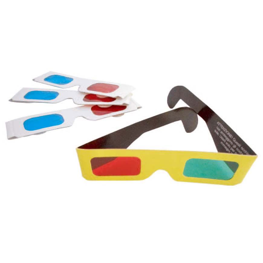 Anaglifi di carta personalizzati 3D in vetro rosso ciano/occhiali rosso blu, fornitore di lenti d'ingrandimento industriali