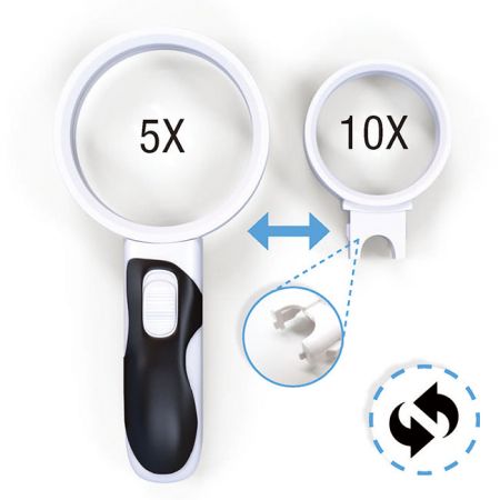 Magnifying Glass 5X & 10X with Bright LED Lights, Magnifying