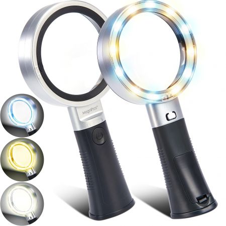 30X Handheld Magnifying Glass 12 Bright LED Light Illuminated Magnifier  Powerful