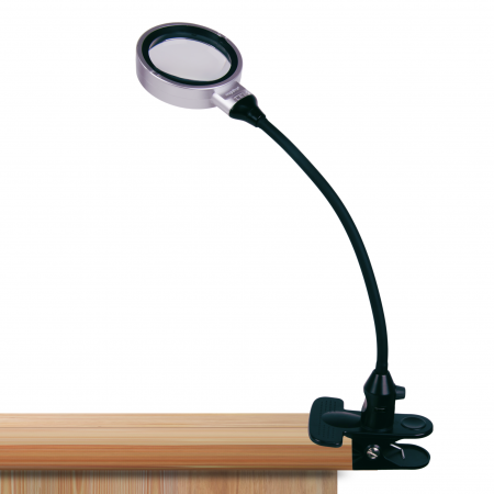 Lente d'ingrandimento con luce LED con clip da tavolo flessibile a collo di cigno ad alto ingrandimento 10X