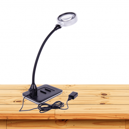 Lámpara de escritorio de cuello de cisne flexible de gran aumento 10X Lupa de luz LED - Lámpara de escritorio con cuello de cisne flexible y gran aumento, lupa con luz LED.