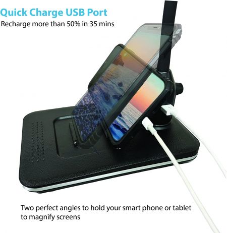 flexible gooseneck magnifying desk lamp fast charge USB port