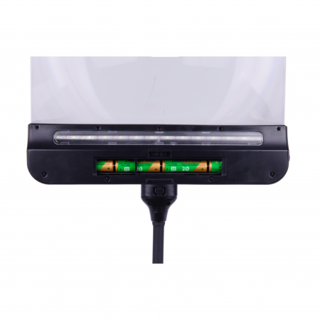 LED light magnifier need install four threeAAA carbon zinc battery.