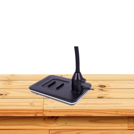 LED Desk Lamp magnifier additional cell phone charging socket hole.