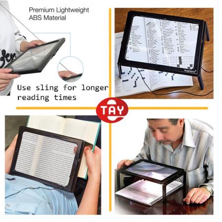3X Foldable Hand Free Full Page LED Lighted Magnifying Sheet-Make read simply