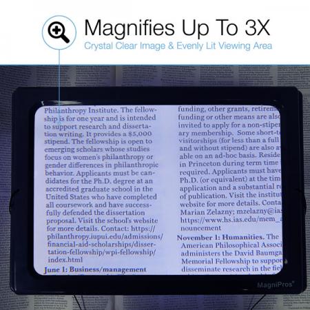 3X Foldable Hand Free Full Page LED Lighted Magnifying Sheet-Magnifies up to 3x